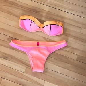 Neon Pink Orange Coral Bikini
